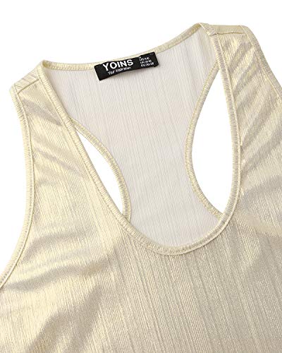 YOINS - Camiseta sin mangas para mujer, con cuello en V, sin mangas, con lentejuelas, sexy, holgada, para fiestas