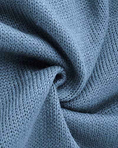 YOINS Jersey Punto Mujer Invierno Suéter Cuello en V Jerséis Manga Larga Camiseta Basico Suelto Cruzado Jerseys Camisa Tops Pull-Over Suéter Mujer Primavera Otoño Cielo Azul-Nuevo S