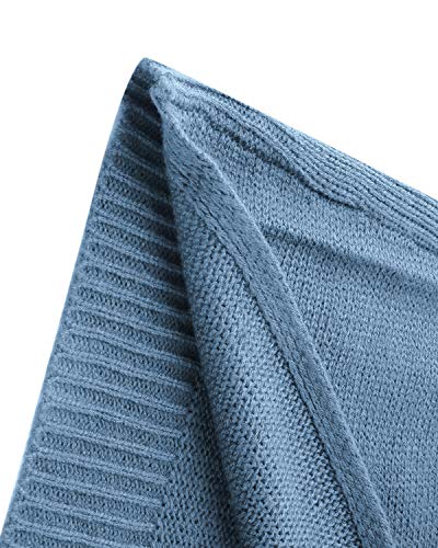 YOINS Jersey Punto Mujer Invierno Suéter Cuello en V Jerséis Manga Larga Camiseta Basico Suelto Cruzado Jerseys Camisa Tops Pull-Over Suéter Mujer Primavera Otoño Cielo Azul-Nuevo L