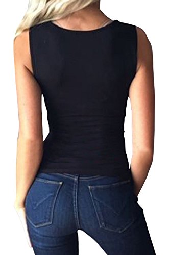 YOINS Mujer Camisetas sin Mangas Blusas Señoras de Encaje Atractivo Verano Negro-02 S/EU36-38