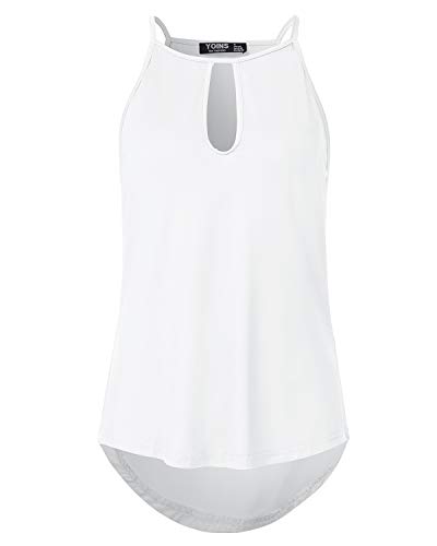YOINS Mujeres Camisetas sin Mangas Camisas Elegante Blusa Casual Chaleco de Verano Playa Camiseta para Mujere Cuello V Top Blanco XL/EU46
