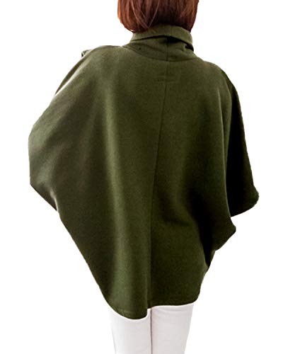 YOINS Poncho de Punto de Mujeres Elegantes Suéter Capa para Invierno Cálido Pullover de Cuello Alto Asimétrico Verde XXL
