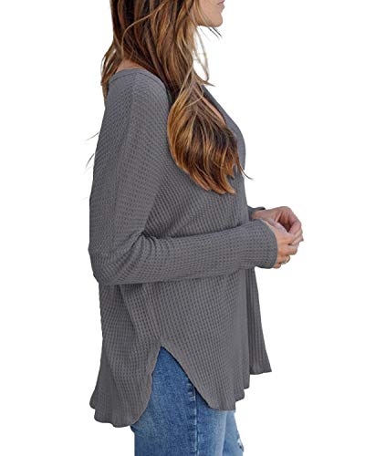 YOINS Suéter Punto Mujer Invierno Jersey Cuello en V Camiseta Manga Larga Jerséis Basico Suelto Jerseys Camisa Mujer Primavera Otoño Gris Oscuro 05 EU36-38