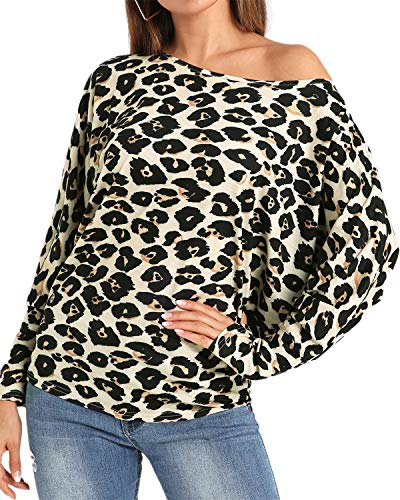 YOINS Suéter Punto Mujer Invierno Jersey Cuello en V Camiseta Manga Larga Jerséis Basico Suelto Jerseys Camisa Mujer Primavera Otoño Leopardo-03 EU40-42
