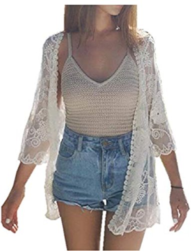 Yomie Mujeres De Gasa Floral Bikini Cover Up Cardigan Kaftan Beachwear