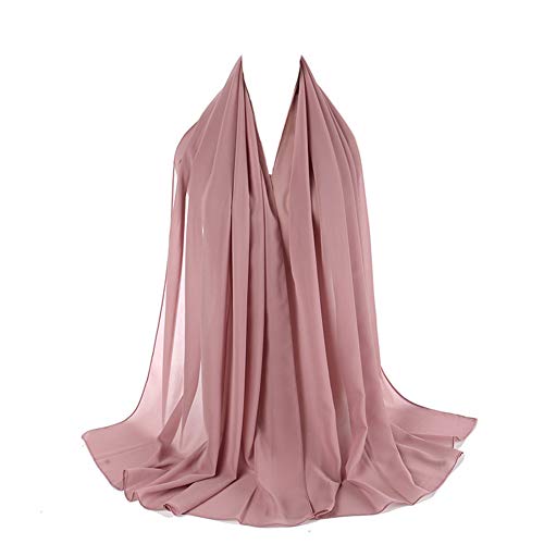 YONKINY Pañuelos para La Cabeza Hijab Mujeres Musulmanas Turbante Gasa Tela Transparente Verano Bufanda Moda Chal Señoras Largo Estolas Fular (#6)