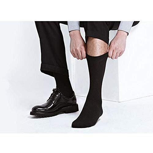 YOUCHAN calcetines hombre algodon negros 10 Pares Ejecutivos Negros de Algodón Transpirables Uso Diario-Negro-3942