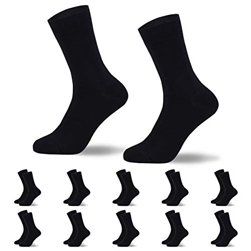 YOUCHAN calcetines hombre algodon negros 10 Pares Ejecutivos Negros de Algodón Transpirables Uso Diario-Negro-3942