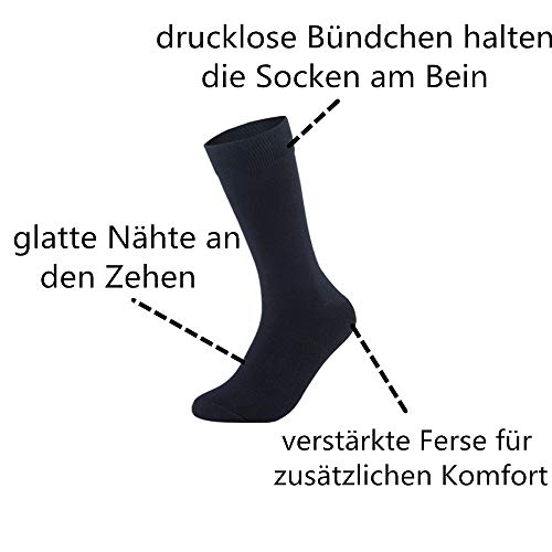 YOUCHAN calcetines hombre algodon negros 10 Pares Ejecutivos Negros de Algodón Transpirables Uso Diario-Negro-4750
