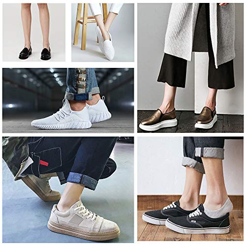 YOUCHAN Calcetines Mujer Hombre 10 Pares Tobilleros Invisibles Antideslizante Algodon Silicona Calcetines Verano-Gris-Blanco-39-42