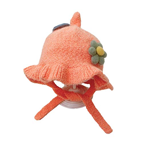 YQQMC Bebés de Sombrero de Punto de Invierno niño Infantil Earflap niñas Sombrero Caliente, ala Diseño Pétalo Gorra de Esquiar (Color : Orange, Size : 10-30 Months)