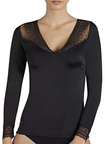 YSABEL MORA - 19149 Camiseta Mujer Encaje Manga Larga Color: Negro Talla: XL