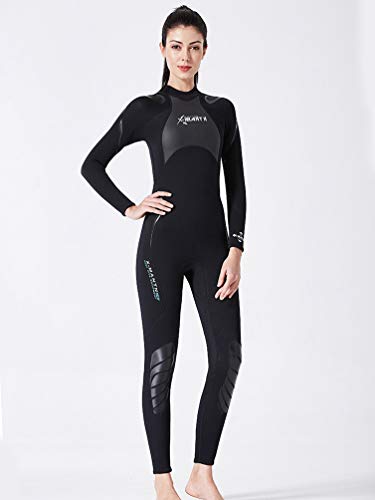 YuanDian Hombre Mujer Invierno 3mm Trajes De Neopreno Buceo Elastic Termica Manga Larga Una Pieza Submarinismo Traje De Buzo Surf Natacion Triathlon Snorkel Mono Traje De Buzo Mujer Negro L