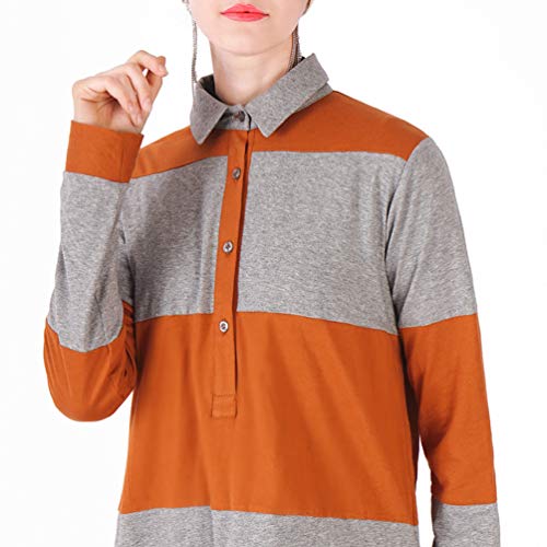 YuanDian Musulmana Vestidos Largos Islámica Mujeres Ropa Elegante Manga Larga Vestidos Musulmán Maxi Abaya Vestido Bata Deportiva De Punto Naranja más Gris XL