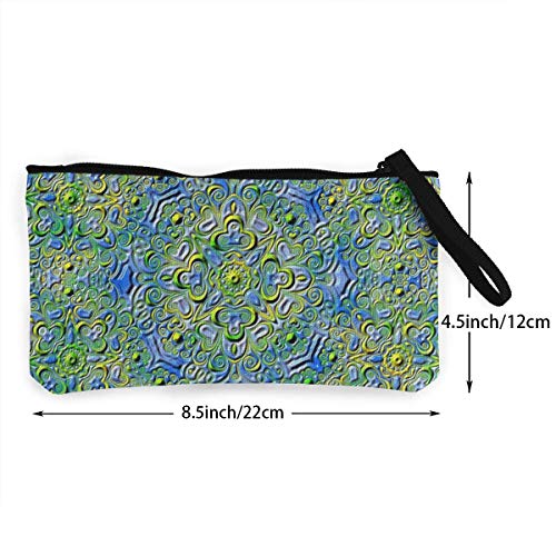 Yuanmeiju Farbenpracht Kaleidoscope Unidades de Colores Arco Iris Verde Lindo Lona Cambio Monedero Monedero Bolsa Bolsa Cremallera Titular Monedero Correa de muñeca Estuche de lápices de Maquillaje