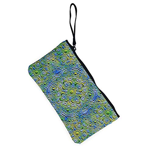 Yuanmeiju Farbenpracht Kaleidoscope Unidades de Colores Arco Iris Verde Lindo Lona Cambio Monedero Monedero Bolsa Bolsa Cremallera Titular Monedero Correa de muñeca Estuche de lápices de Maquillaje