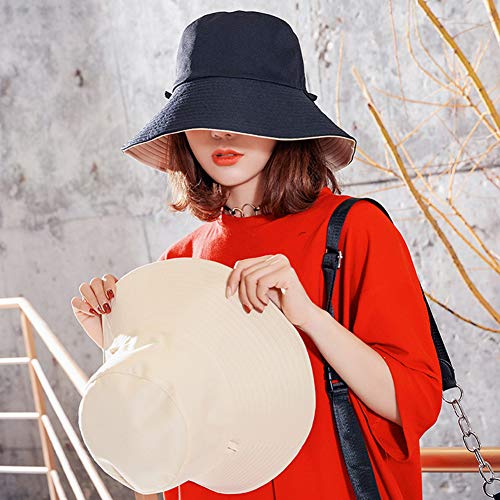 Yuccer Sombrero Mujer Verano Plegable, Algodón Protección Solar Gorro de Playa Mujer Sun Hat for Women Verano Otoño Invierno (B Negro)