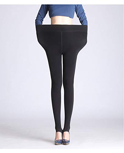 Yulaixuan 2 pares de mujeres calientan pantalones extra grandes y alargan sudaderas pantimedias gruesas para medias de invierno leggings (estribo negro y gris legging)
