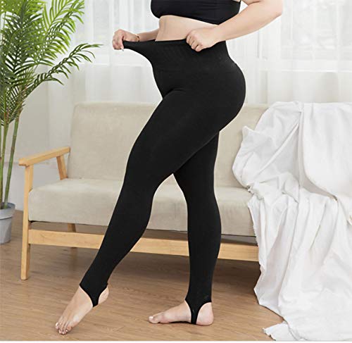 Yulaixuan 2 pares de mujeres calientan pantalones extra grandes y alargan sudaderas pantimedias gruesas para medias de invierno leggings (estribo negro y gris legging)