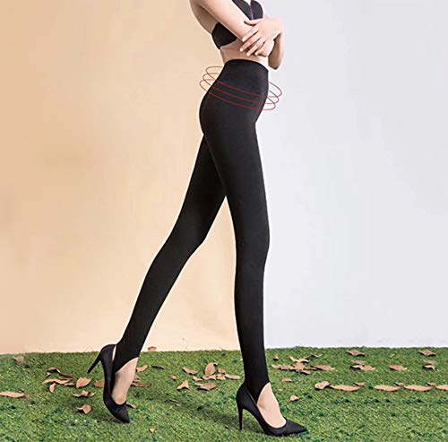 Yulaixuan 2 pares de mujeres calientan pantalones extra grandes y alargan sudaderas pantimedias gruesas para medias de invierno leggings (estribo negro y gris legging)