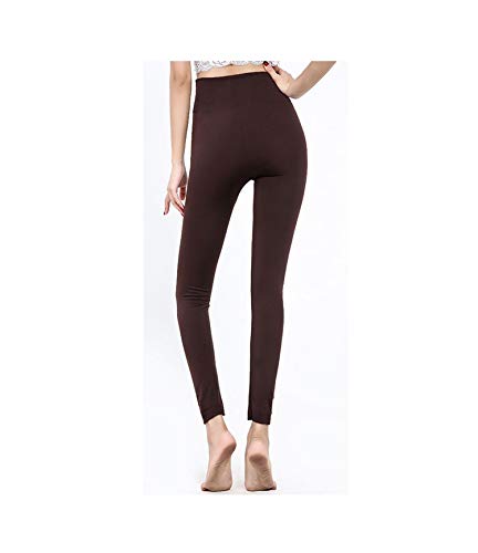 Yulaixuan Mujer 2 Pares Medias Opacas térmicas de Talla Grande Pantimedias Forradas de vellón de Invierno Cintura Alta Gruesa Pantalones cálidos Leggings sin pies sin (Vino Tinto y Cafe, Talla Extra)