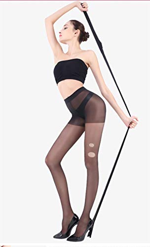 Yulaixuan Mujeres 3 pares Medias de talla grande 15 Denier Run Leggings resistentes Control Medias superiores Medias transparentes (2 negros y 2 desnudos, XX-grande)