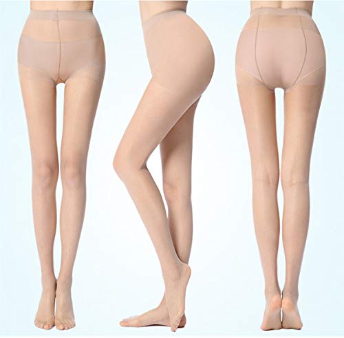 Yulaixuan Mujeres 3 pares Medias de talla grande 15 Denier Run Leggings resistentes Control Medias superiores Medias transparentes (2 negros y 2 desnudos, XX-grande)