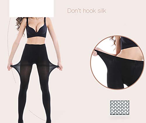 Yulaixuan pantimedias para mujer 4 pares control superior medias 15 Denier medias largas leggings reforzados (talla grande 2 piel y 2 negro)