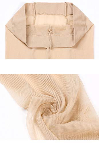 Yulaixuan pantimedias para mujer 4 pares control superior medias 15 Denier medias largas leggings reforzados (talla grande 2 piel y 2 negro)