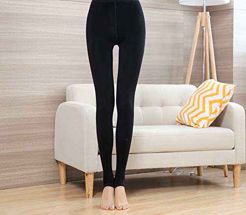 Yulaixuan para mujer 2 pares de medias 120 Denier Pisotear pies Pantimedias opacas reforzadas color desnudo sin pies Leggings de estribo (Medias 1 piel 1 negro)