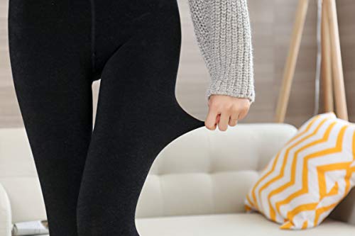 Yulaixuan para mujer 2 pares de medias 120 Denier Pisotear pies Pantimedias opacas reforzadas color desnudo sin pies Leggings de estribo (Medias 1 piel 1 negro)