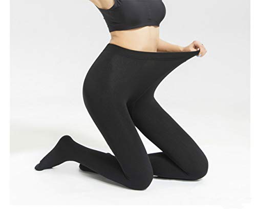 Yulaixuan para mujer 2 pares de medias forradas de vellón Medias de talla grande Pantalones cálidos Medias opacas pantimedias con vellosidades (2 negro)