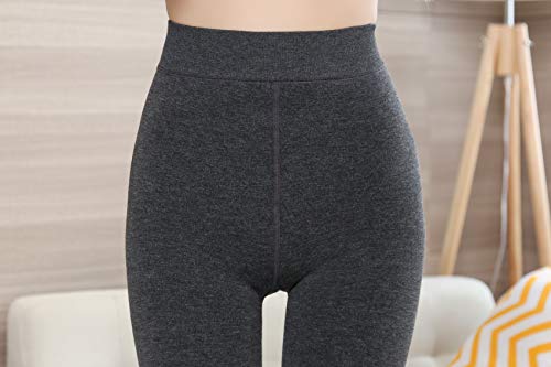 Yulaixuan para mujer 2 pares de pantalones de algodón opaco cálido Medias de sujeción gruesas Pantimedias adelgazantes Medias con pie (negro y gris)