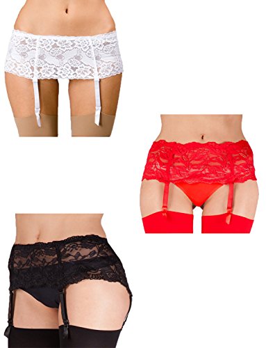 Yummy Bee - Silky Liguero Sexy Mujer con Medias Rejilla - Liga de Encajes Conjuntos Medias - Lencería Talla Grande(Negro, 44)