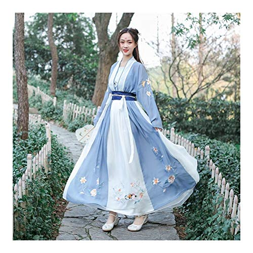 YUNGYE Vestido Hanfu, Camisa De Estilo Tradicional Chino Bordado Grande De Manga For La Mujer, Vestuario De Época De Cosplay De Hadas De Sexo Femenino De La Falda Estilo Antiguo Estudiante