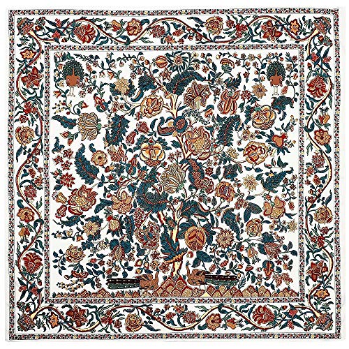 YUNYUN Bufanda de seda para mujer, chales grandes con estampado de árbol, diseño cuadrado, pañuelo de lujo, bufanda para mujer, 130 cm, color marrón, talla única