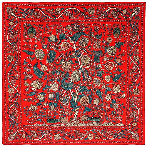 YUNYUN Bufanda de seda para mujer, chales grandes con estampado de árbol, diseño cuadrado, pañuelo de lujo, bufanda para mujer, 130 cm, color marrón, talla única