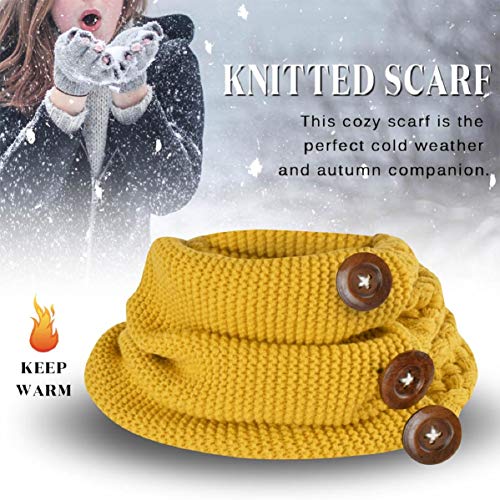 Yuson Girl Bufanda Mujer, Círculo Bufandas Mujeres invierno cálido dos botones de cable del círculo Knit Cowl Cuello Bufanda