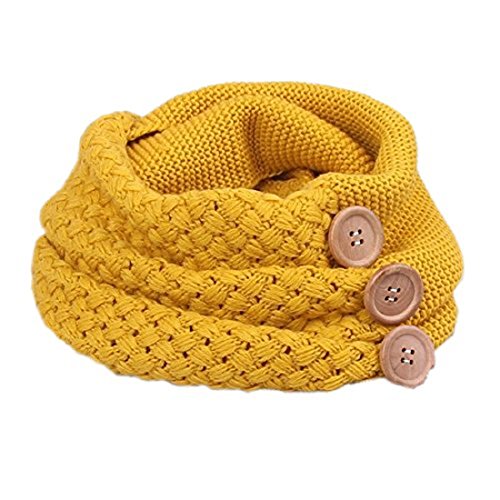 Yuson Girl Bufanda Mujer, Círculo Bufandas Mujeres invierno cálido dos botones de cable del círculo Knit Cowl Cuello Bufanda