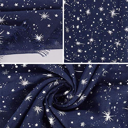 Yuson Girl Bufanda Mujer Elegante Chal Negro Estola Pelo de Gasa Transparente Pañuelo Con patrones de estrellas y luna bronceado y estampado plateado 70 * 180cm