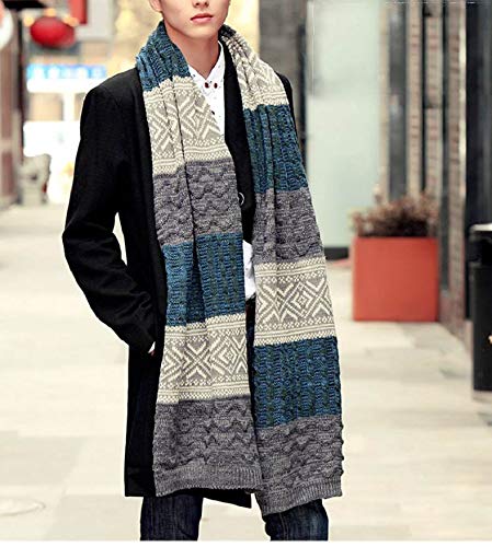 Yuson Girl Bufanda Punto Hombre Mujer la Tela Escocesa Cozy Lana Abrigo Del Mantón Cuello Bufanda Regalos Para Hombre Mujer (Azul)