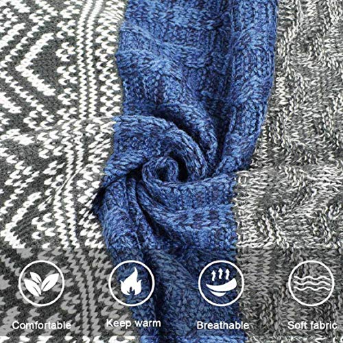 Yuson Girl Bufanda Punto Hombre Mujer la Tela Escocesa Cozy Lana Abrigo Del Mantón Cuello Bufanda Regalos Para Hombre Mujer (Azul)