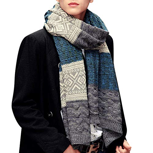 Yuson Girl Bufanda Punto Hombre Mujer la Tela Escocesa Cozy Lana Abrigo Del Mantón Cuello Bufanda Regalos Para Hombre Mujer (Azul)