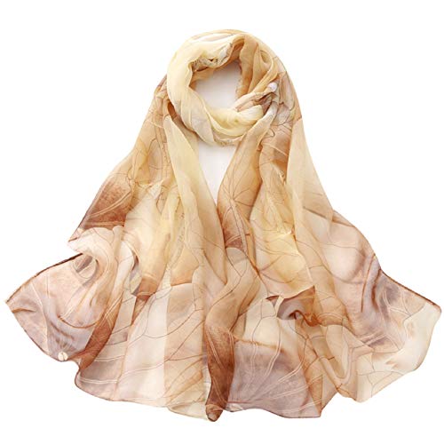 Yuson Girl Bufanda Seda Mujer Chal Gasa Pañuelo de Seda Elegante Multicolor Mantón Ultraligero Transpirable Chifon Silk Scarf 160 * 50cm