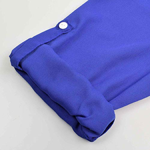 Yuson Girl Camisas Mujer Nuevo Blusas para Mujer Vaquera Sexy Gasa Tops Camisetas Mujer Cremallera Manga Corta Blusas (Azul, L)