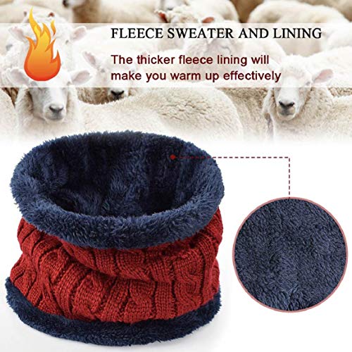 Yuson Girl Conjunto de Bufanda y Gorro de Punto para niños Forro Polar de Lana Beanie Hat Sombrero Cuello Caliente (Rojo)