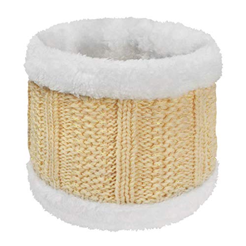 Yuson Girl Conjunto de gorro y bufanda de punto, forro polar de invierno, forro de lana Beanie Hat, calentadores de cuello para mujeres (Caqui)