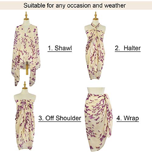 Yuson Girl Largo Bufanda Mariposa Elegante Mujer Chal Estola Pelo de Gasa Transparente Pañuelo Suave Cuello Cabeza Mantón Transparente Mujer