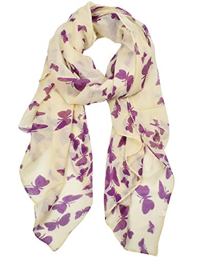 Yuson Girl Largo Bufanda Mariposa Elegante Mujer Chal Estola Pelo de Gasa Transparente Pañuelo Suave Cuello Cabeza Mantón Transparente Mujer