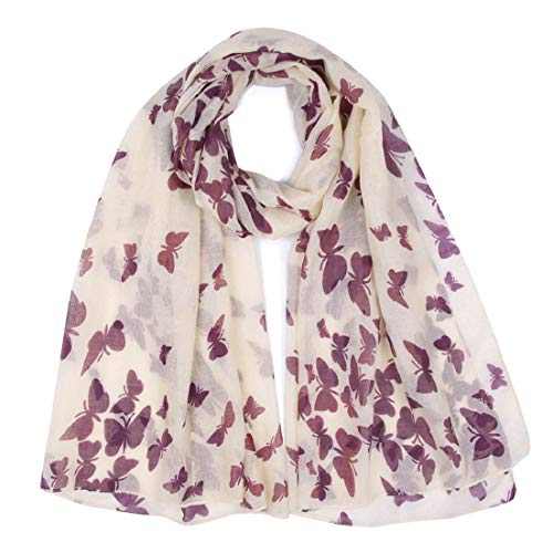 Yuson Girl Largo Bufanda Mariposa Elegante Mujer Chal Estola Pelo de Gasa Transparente Pañuelo Suave Cuello Cabeza Mantón Transparente Mujer